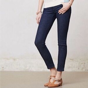 Anthropologie Pilcro and the Letterpress Houndstooth Mid-Rise Skinny Jean Sz 32